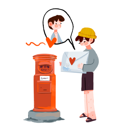 boy sending a love letter to a boy Illustration in PNG, SVG