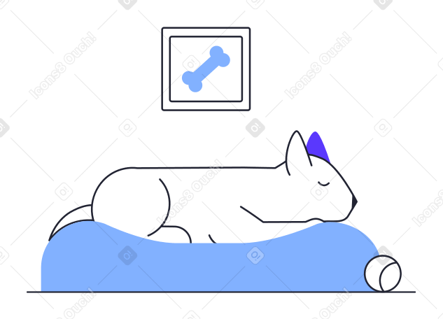 Собака отдыхает в постели в PNG, SVG