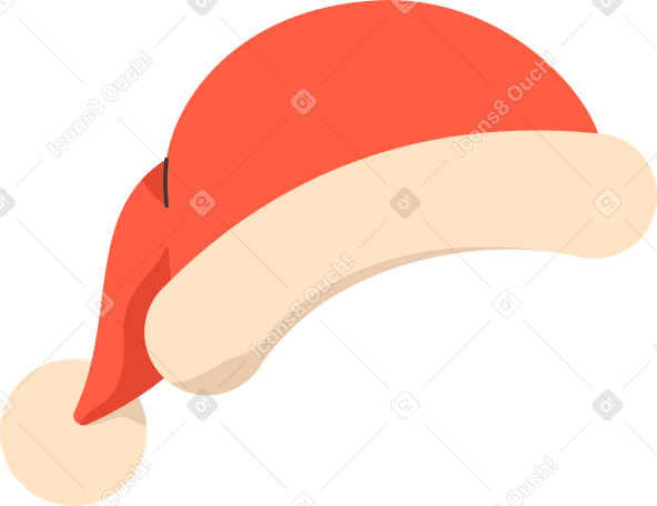 santa hat pompon down back Illustration in PNG, SVG