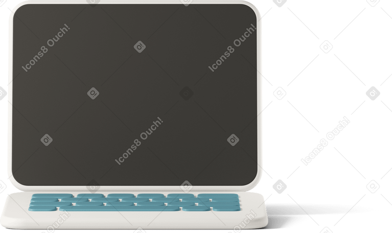 3D black laptop screen Illustration in PNG, SVG