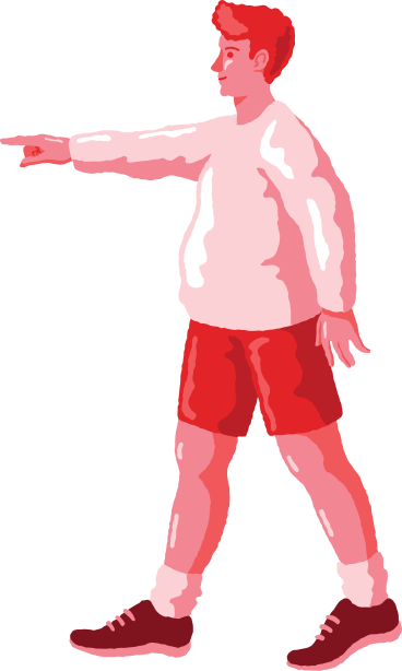 chubby man pointing side view PNG, SVG