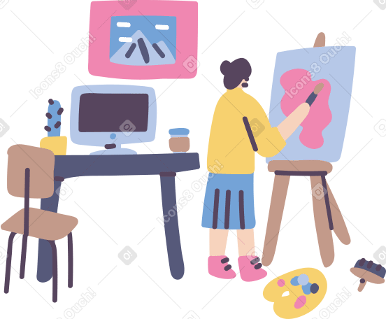 Artist workspace Illustration in PNG, SVG
