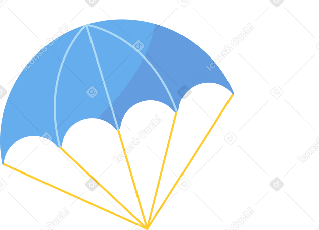 open blue parachute Illustration in PNG, SVG