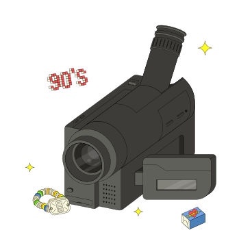 带糖果手镯的复古相机 PNG, SVG