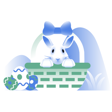 바구니에 부활절 토끼와 부활절 달걀 PNG, SVG