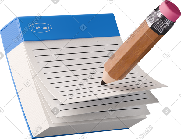 memo pad and pencil PNG, SVG