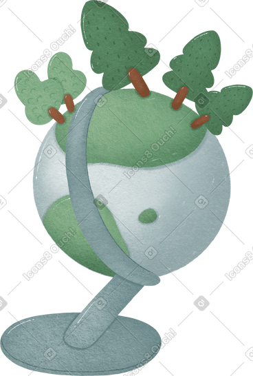 Globe with trees PNG, SVG