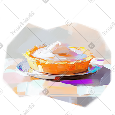 带有馅饼的感恩节明信片的油画 PNG, SVG