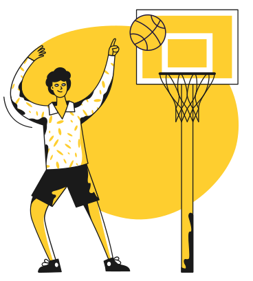 Man putting a basketball into the hoop PNG, SVG