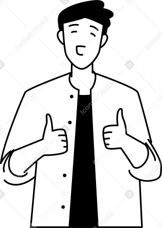 молодой человек показывает большой палец вверх в PNG, SVG