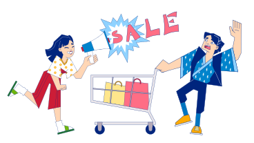 Woman making a sale announcement PNG, SVG