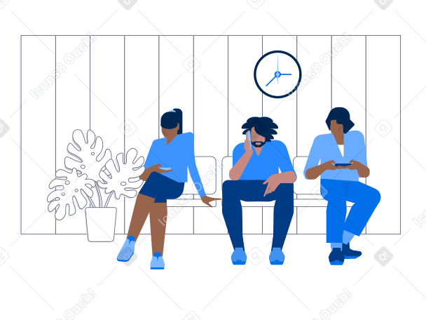 People sitting and waiting in line PNG, SVG