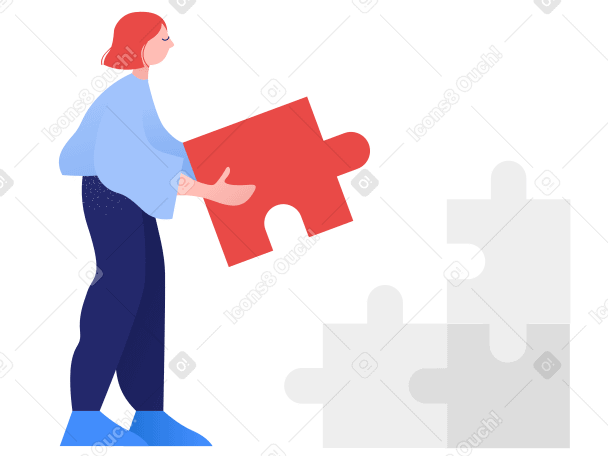 Woman holding a puzzle piece PNG, SVG