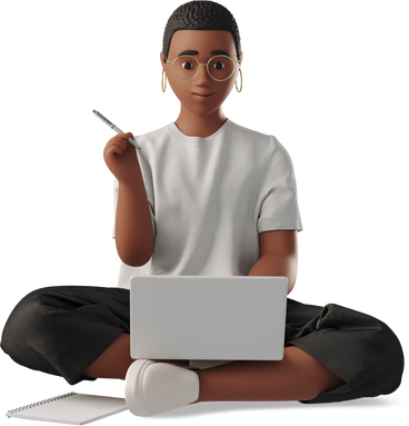 young woman studying online PNG, SVG