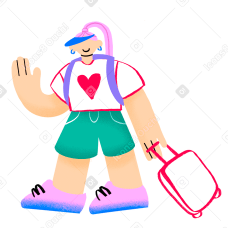 Woman travelling with a suitcase PNG, SVG