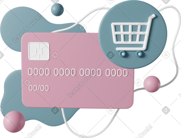 3D shopping credit card PNG, SVG