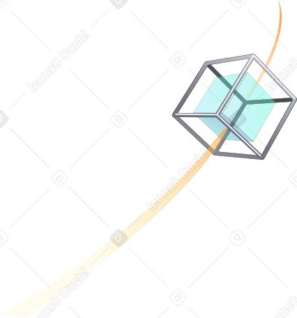 Umlaufbahn mit blauem würfel PNG, SVG