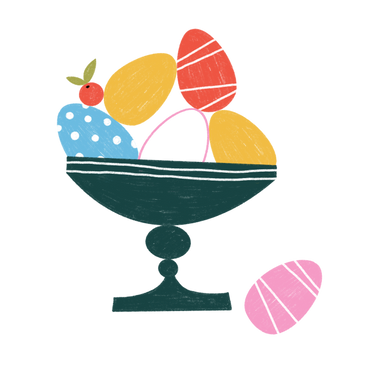 Vase avec des oeufs de pâques décorés PNG, SVG