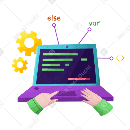 Programmer coding on laptop PNG, SVG