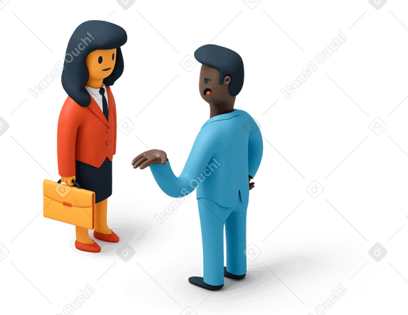 3D Angry business man and business woman Illustration in PNG, SVG