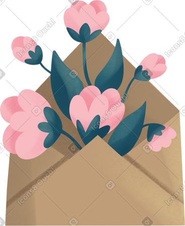 Envelope with flowers PNG, SVG