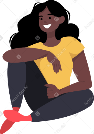 sitting and smiling girl Illustration in PNG, SVG