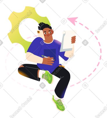 多任务处理，男人一边打电话一边写作 PNG, SVG