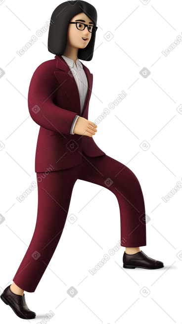 Stepping businesswoman in red suit PNG, SVG