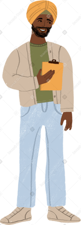 man in turban smiling with a folder in his hand Illustration in PNG, SVG