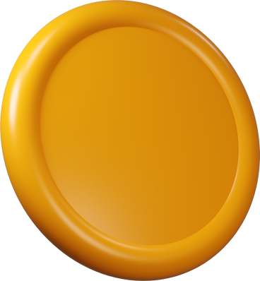 Front view of a yellow coin PNG, SVG