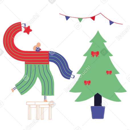 Hombre decorando un árbol de navidad PNG, SVG