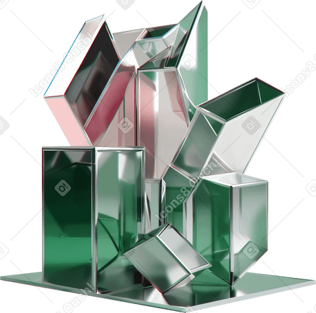 3D abstract sculpture with different glass shapes PNG, SVG