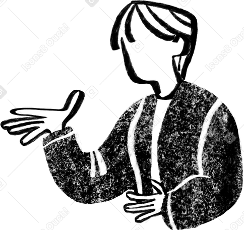black and white body of a person with short hair Illustration in PNG, SVG