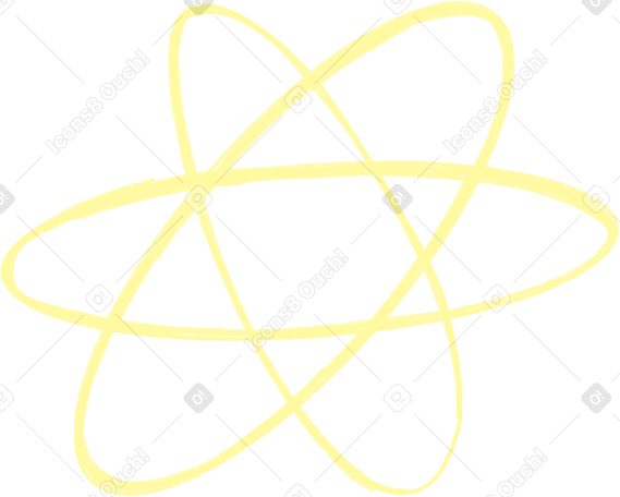 three yellow ovals of atoms в PNG, SVG