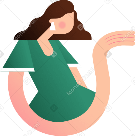 girl in the green dress with her hand up Illustration in PNG, SVG