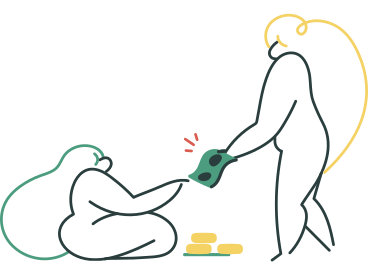 Giving money to a person in need PNG, SVG