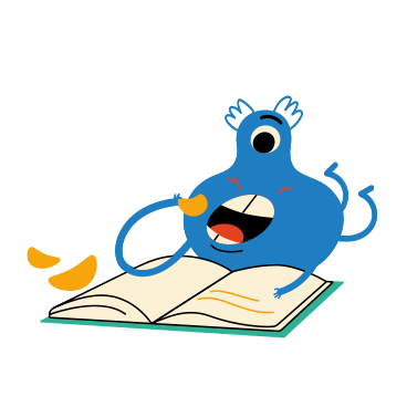 Getting knowledge and eating snacks PNG, SVG