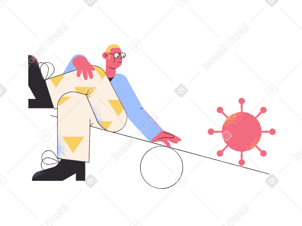 Man swinging with a virus Illustration in PNG, SVG