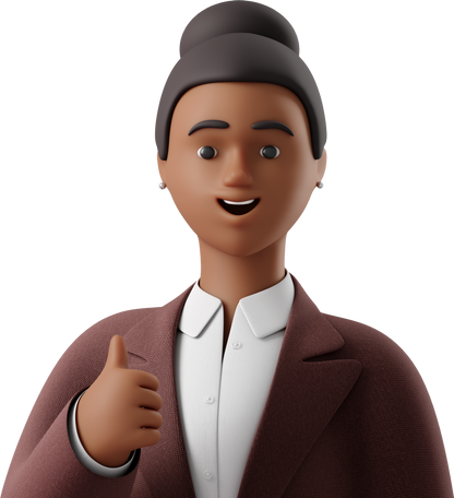 close up of black businesswoman in brown suit showing thumbs up Illustration in PNG, SVG
