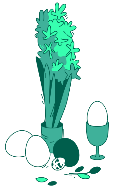 ヒヤシンスの花とイースターエッグ PNG、SVG