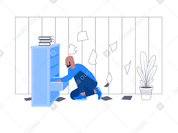 Man looking for something in drawer PNG, SVG