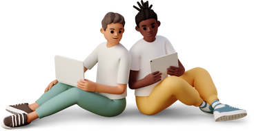 two boys with gadgets PNG、SVG
