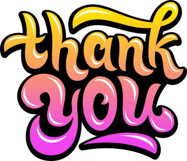 lettering thank you gradient text PNG, SVG