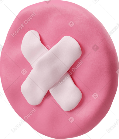 3D Three-quarter view of a pink cancel button Illustration in PNG, SVG