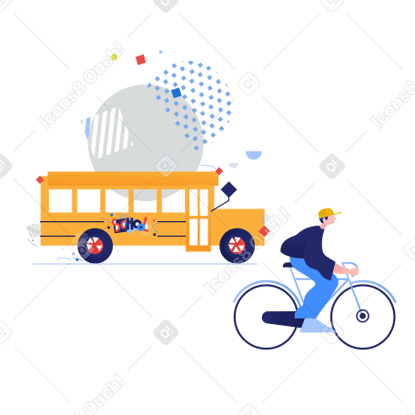 Public transport or bicycle?  Illustration in PNG, SVG