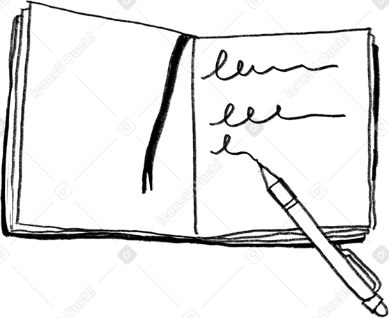 Minimaler bleistift-notizblock mit schwarzer linie und einem stift PNG, SVG