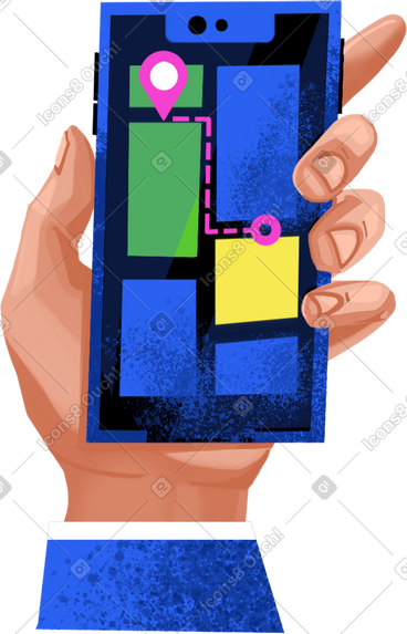 Left hand with a mobile phone PNG, SVG