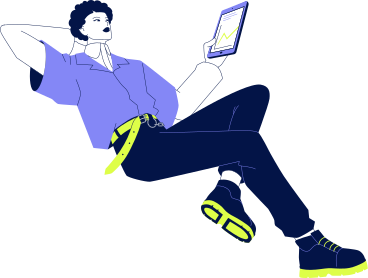 der junge mann liegt und hält ein tablet in seinen händen PNG, SVG