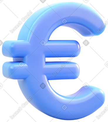 Plastic blue euro simbol PNG, SVG