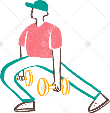 man in a cap doing exercise with weights PNG, SVG